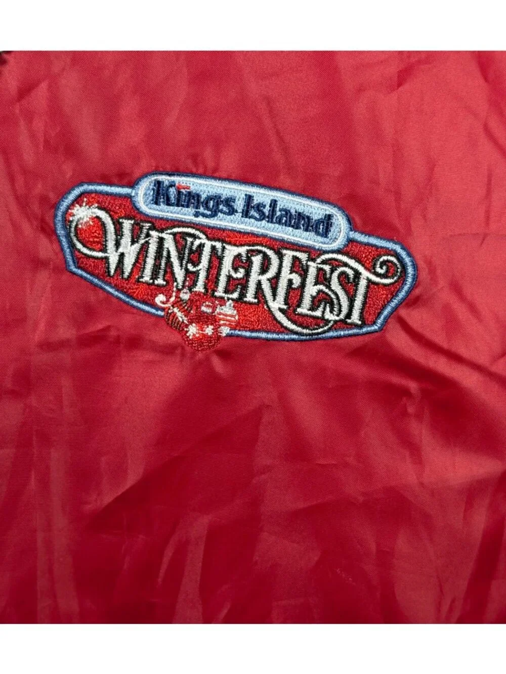 Kings Island Amusement Park Winterfest Red Jacket Windbreaker Full Zip Hooded XL